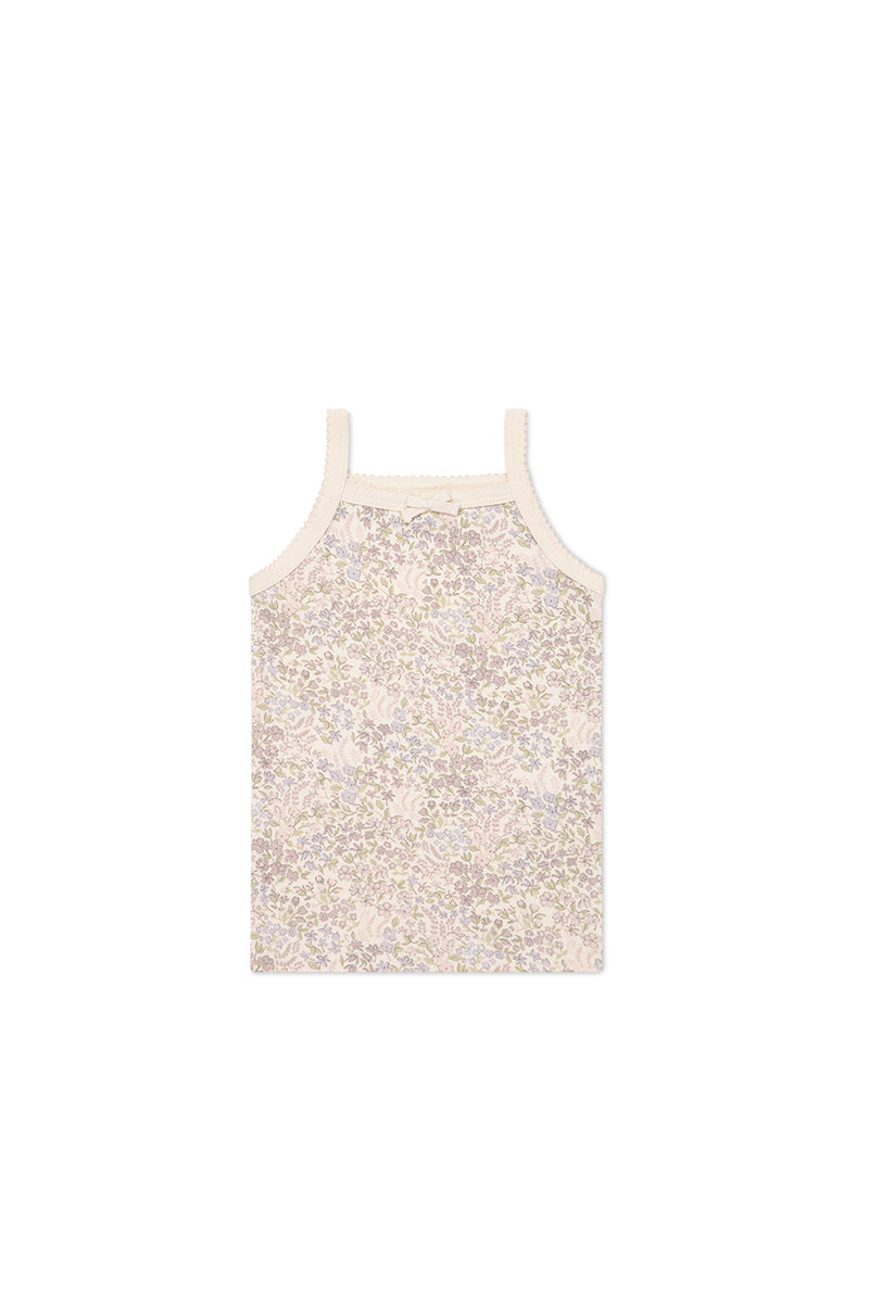 Organic Cotton Singlet - April Floral Mauve Childrens Singlet from Jamie Kay Australia