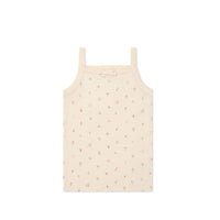 Organic Cotton Singlet - Ditsy Berry Rose Childrens Singlet from Jamie Kay Australia