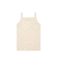 Organic Cotton Singlet - Ditsy Berry Rose Childrens Singlet from Jamie Kay Australia