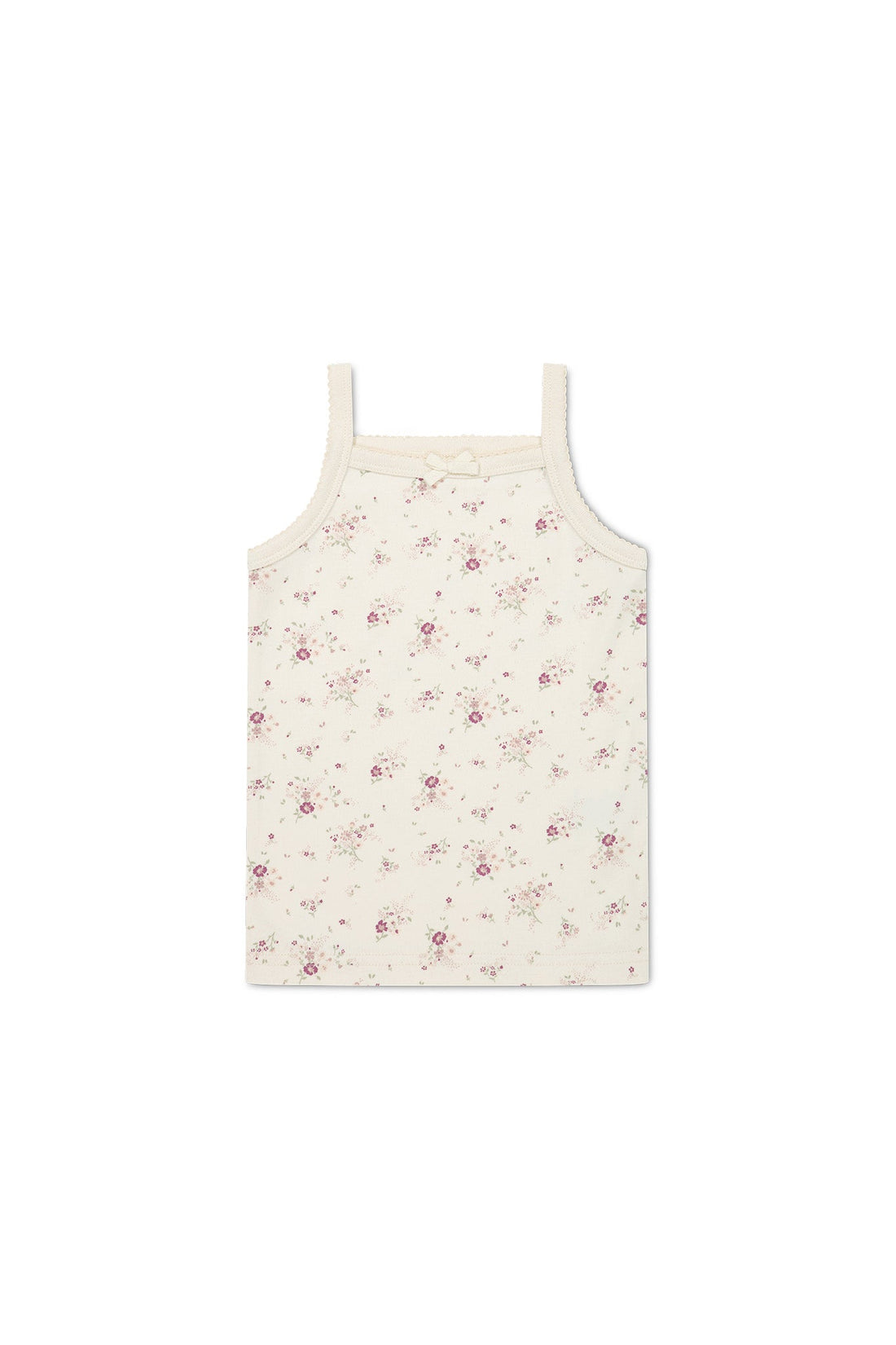 Organic Cotton Singlet - Sweet William Floral Natural Childrens Singlet from Jamie Kay Australia