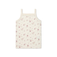 Organic Cotton Singlet - Sweet William Floral Natural Childrens Singlet from Jamie Kay Australia