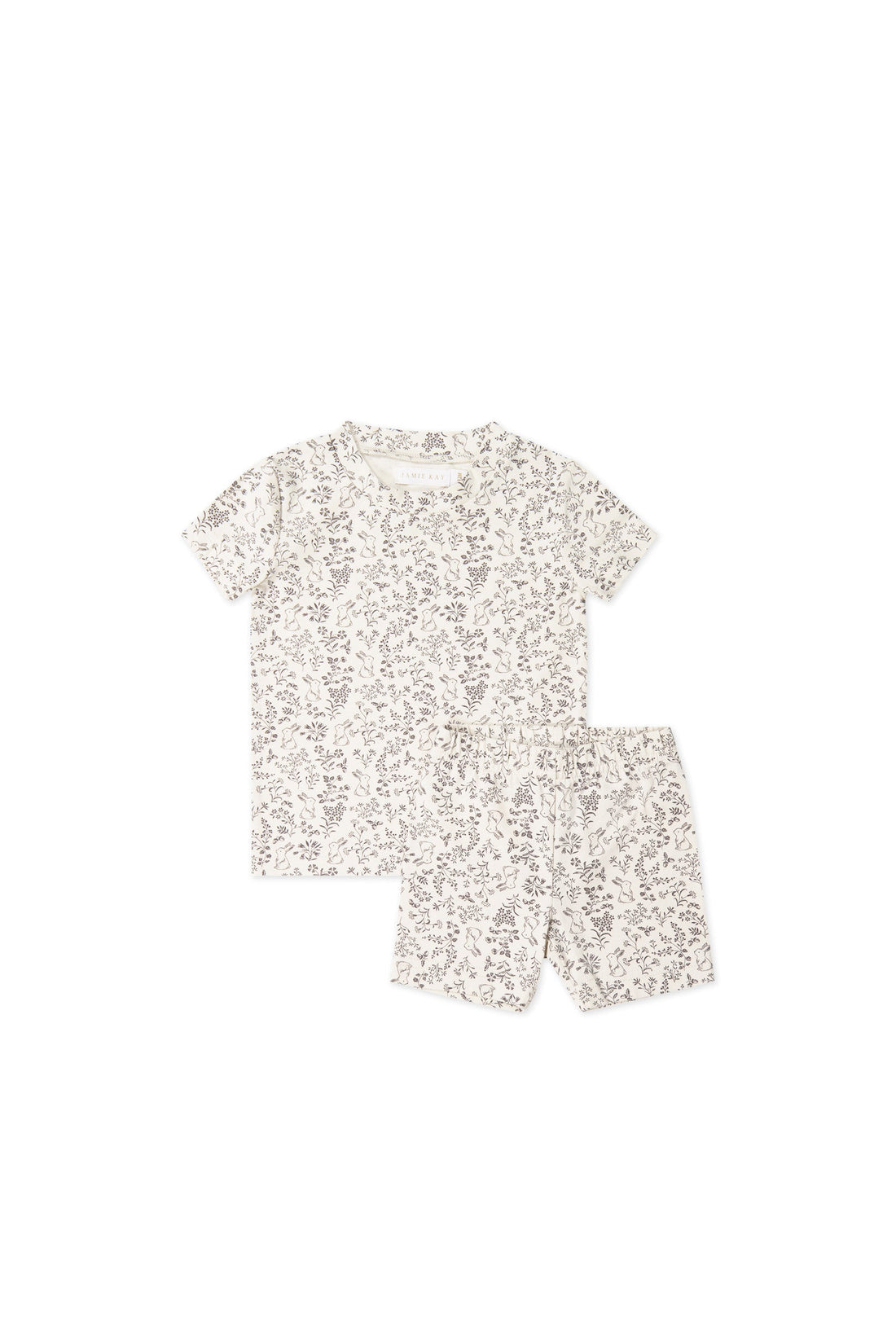 Organic Cotton Skye Short Sleeve Pyjama Set - Garden Bunnies Tofu Childrens Pyjama from Jamie Kay Australia