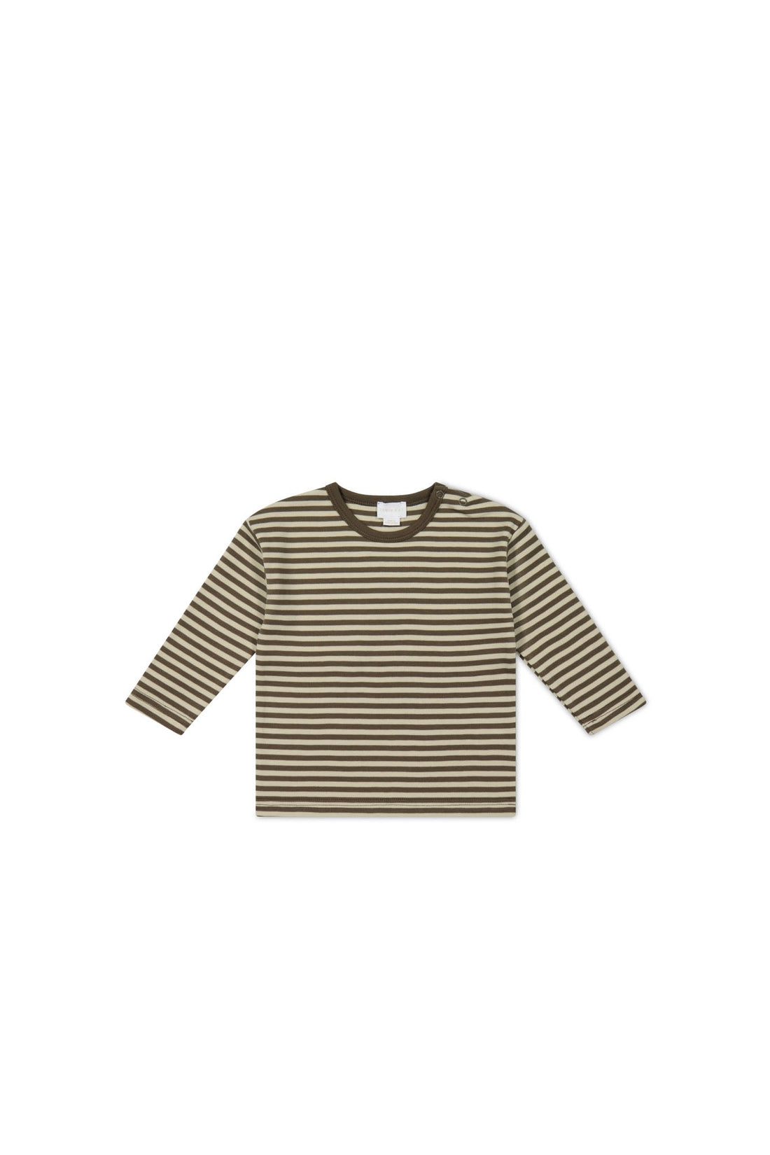 Pima Cotton Arnold Long Sleeve Top - Narrow Stripe Brownie/Biscuit Childrens Top from Jamie Kay Australia