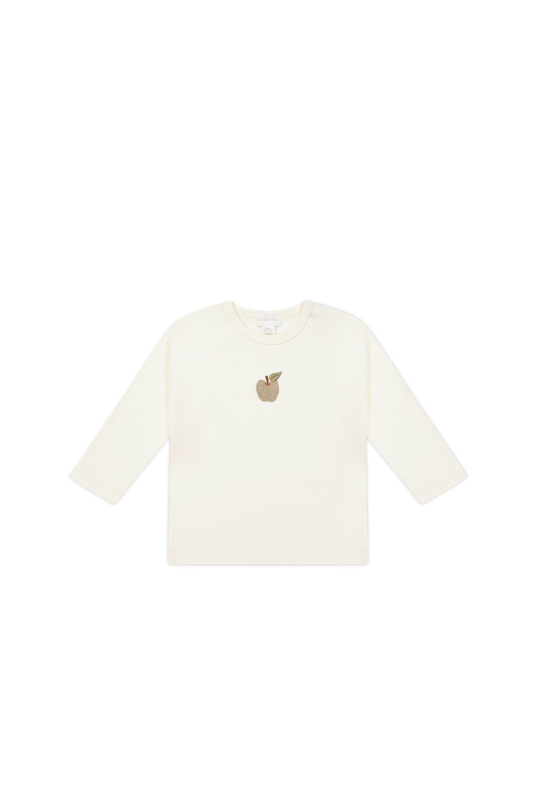 Pima Cotton Arnold Long Sleeve Top - Parchment Fresh Apple Childrens Top from Jamie Kay Australia