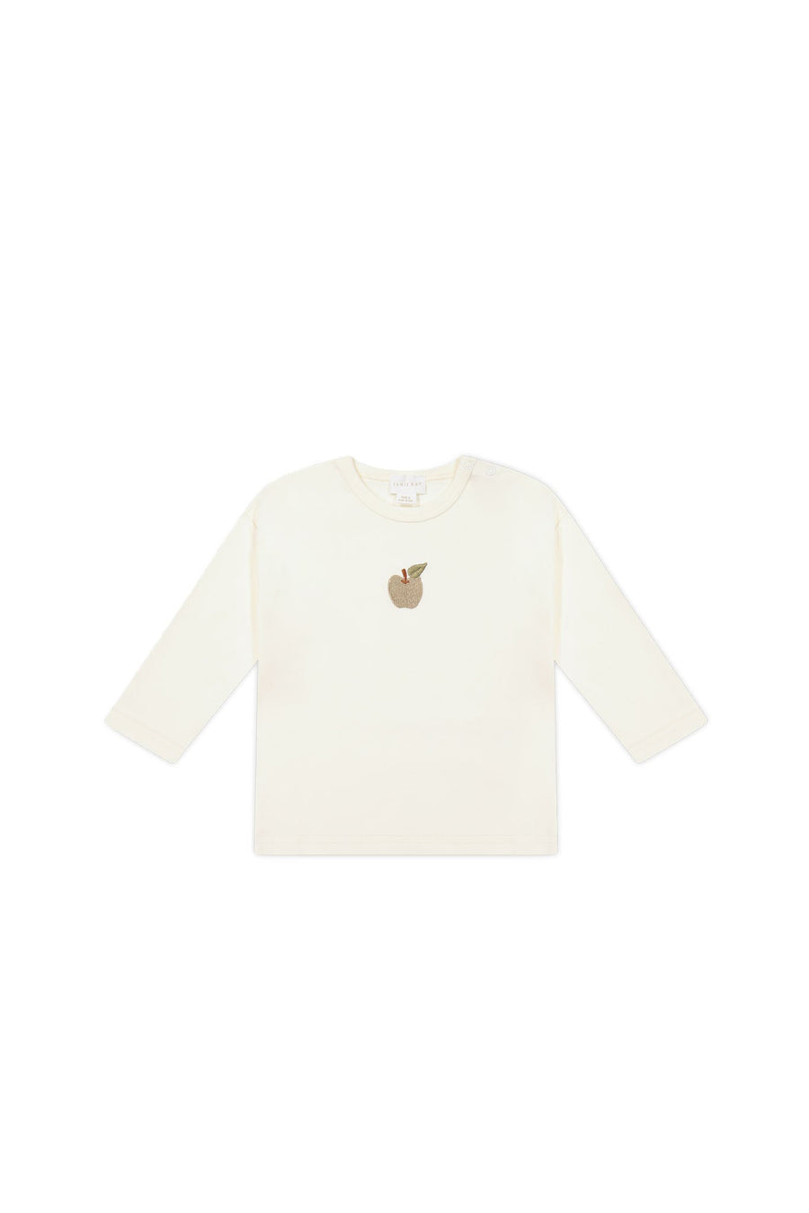 Pima Cotton Arnold Long Sleeve Top - Parchment Fresh Apple Childrens Top from Jamie Kay Australia