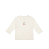 Pima Cotton Arnold Long Sleeve Top - Parchment Petite Cherry Childrens Top from Jamie Kay Australia