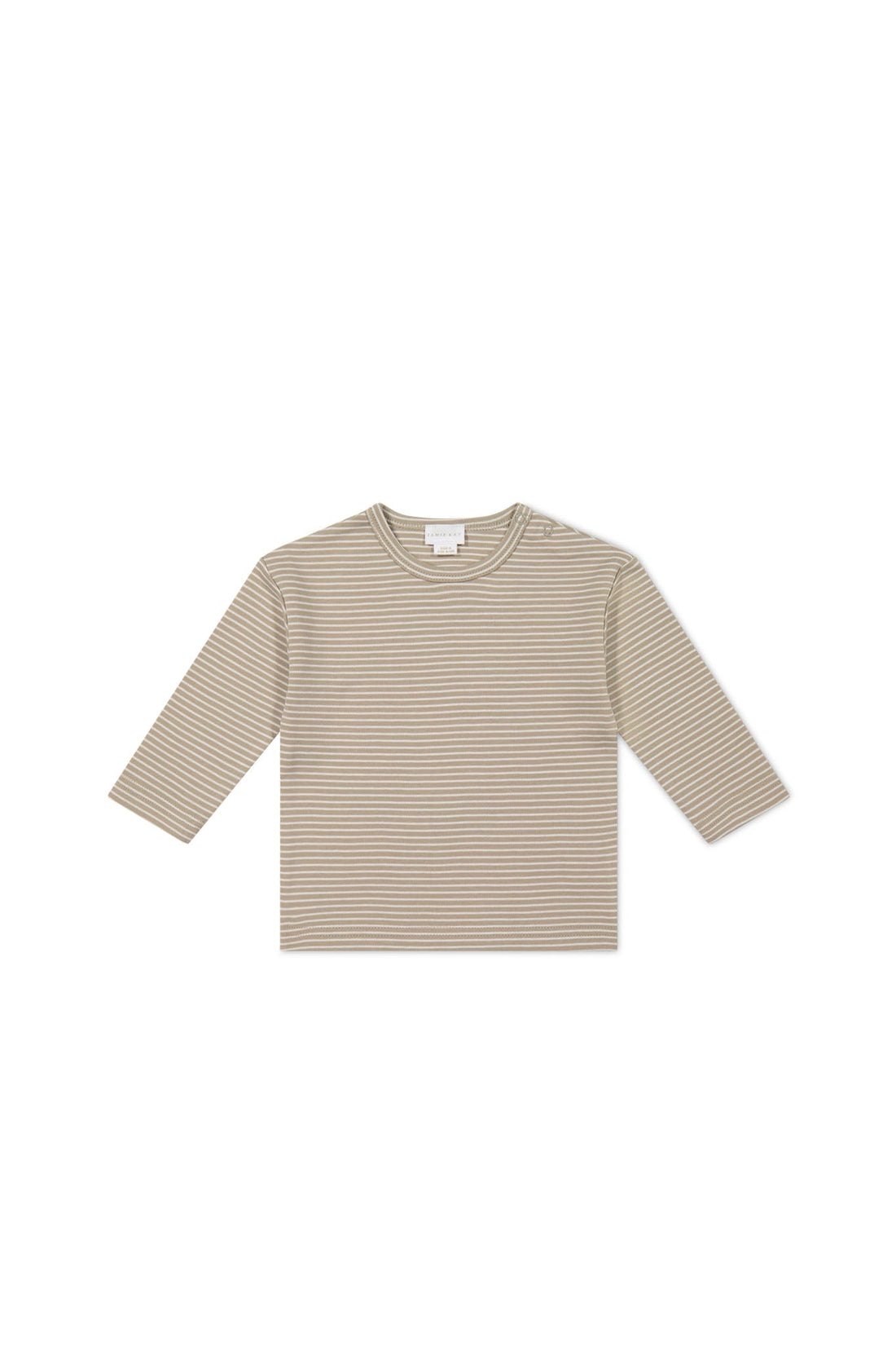 Pima Cotton Arnold Long Sleeve Top - Vintage Taupe/Cloud Stripe Childrens Top from Jamie Kay Australia