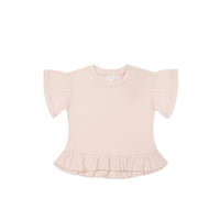 Pima Cotton Courtney Ruffle Top - Dainty Pink Childrens Top from Jamie Kay Australia