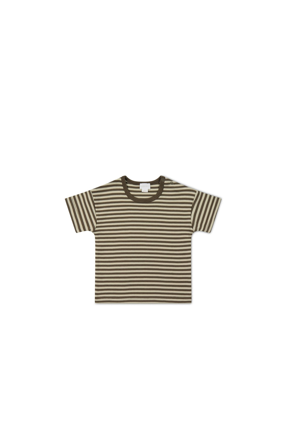 Pima Cotton Hunter Tee - Narrow Stripe Brownie/Biscuit Childrens Top from Jamie Kay Australia