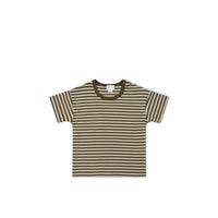 Pima Cotton Hunter Tee - Narrow Stripe Brownie/Biscuit Childrens Top from Jamie Kay Australia