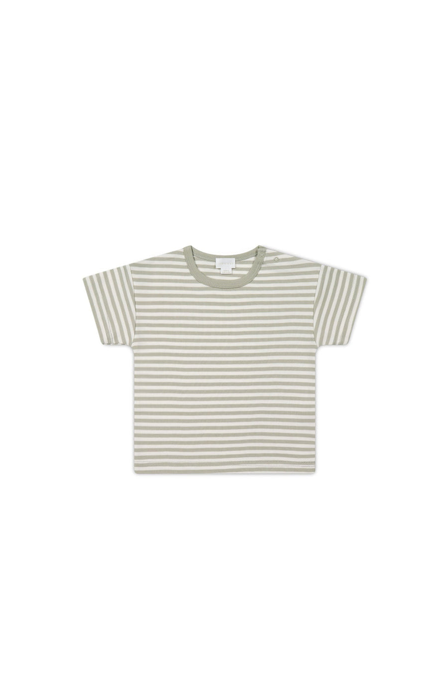 Pima Cotton Hunter Tee - Narrow Stripe Moss/Cloud Childrens Top from Jamie Kay Australia