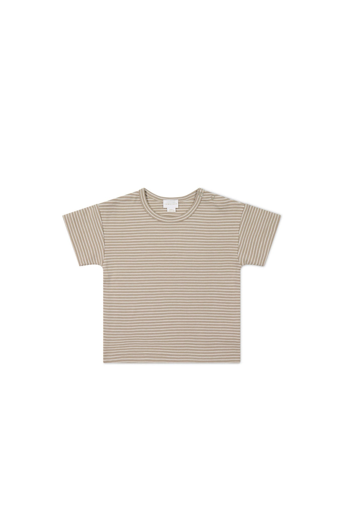 Pima Cotton Hunter Tee - Vintage Taupe/Cloud Stripe Childrens Top from Jamie Kay Australia