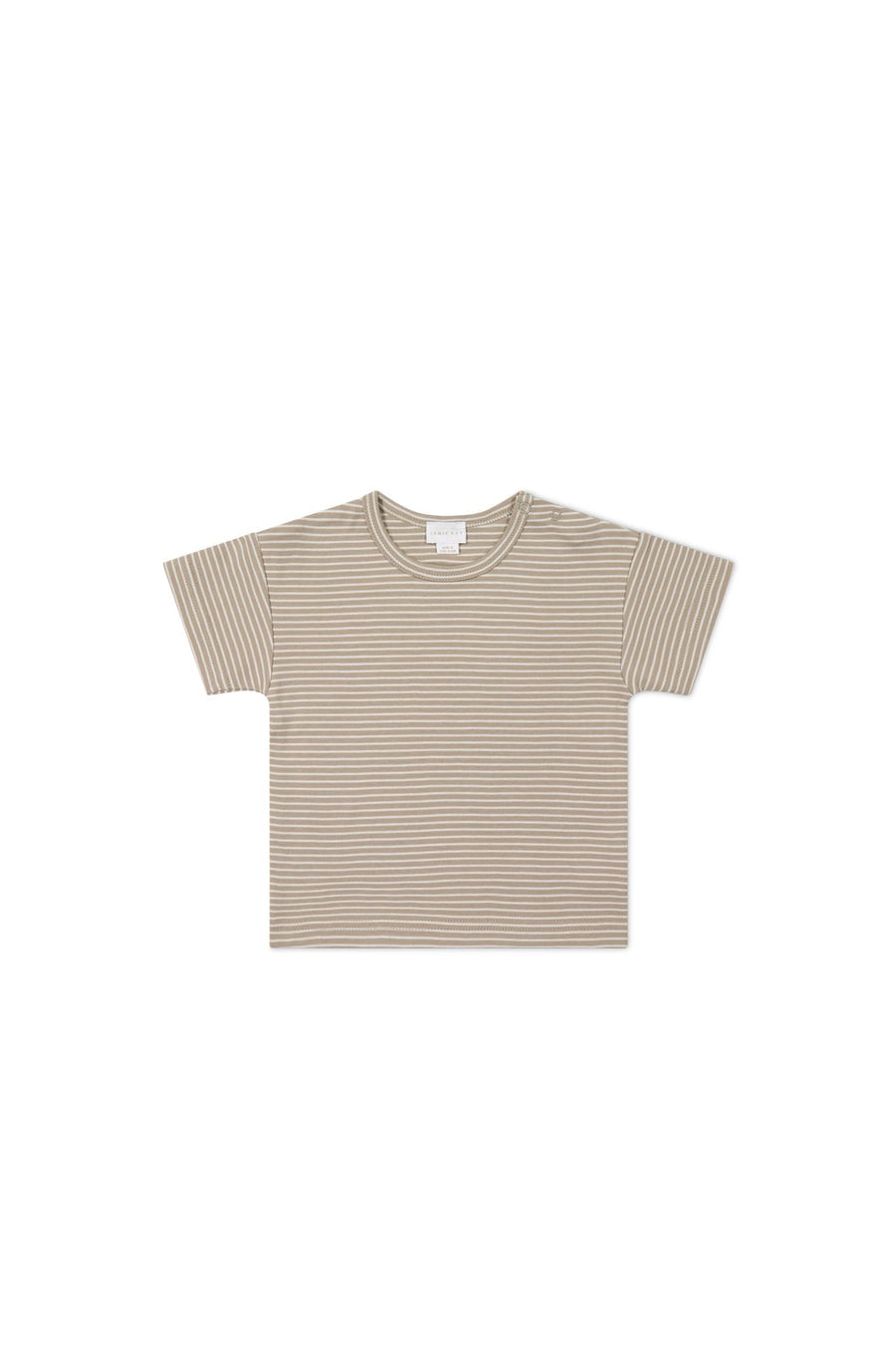 Pima Cotton Hunter Tee - Vintage Taupe/Cloud Stripe Childrens Top from Jamie Kay Australia