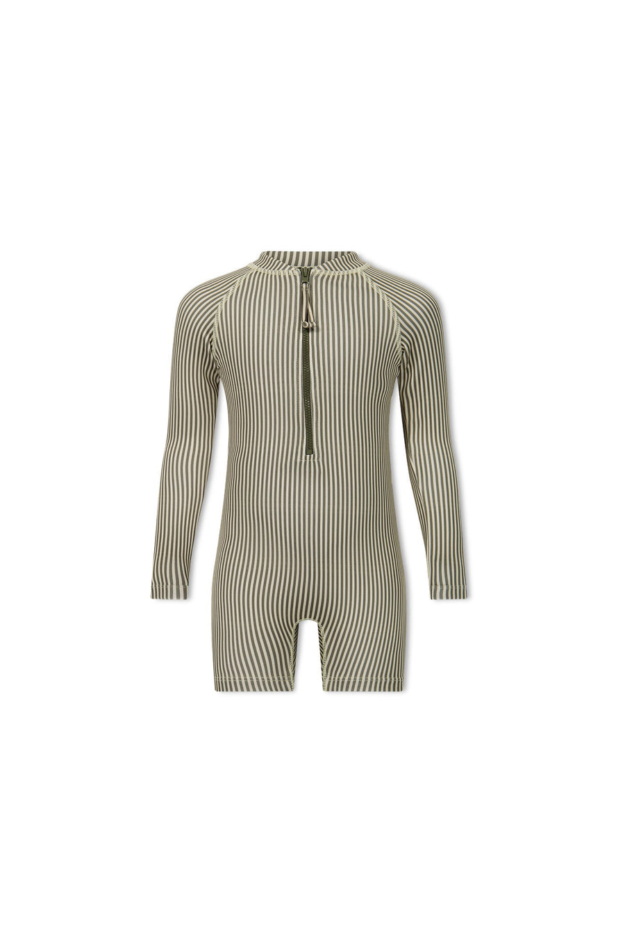 Rocco Suit - Fine Vertical Stripe Dark Olive Childrens Swimwear from Jamie Kay Australia