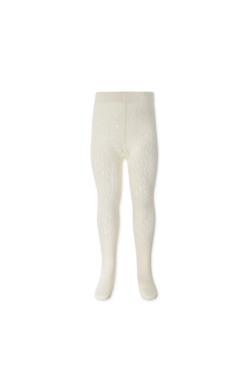 Scallop Weave Tight - Milk Childrens Tights from Jamie Kay Australia