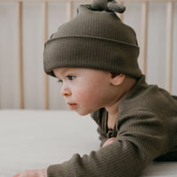 Organic Cotton Modal Marley Beanie - Khaki Childrens Hat from Jamie Kay Australia