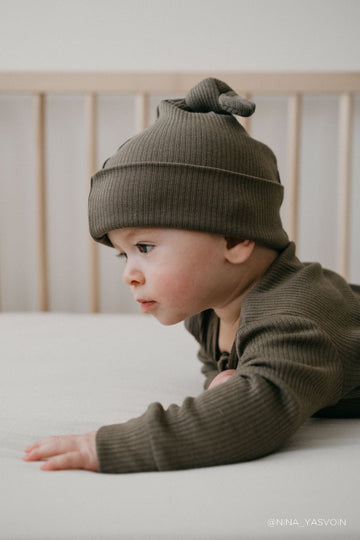 Organic Cotton Modal Marley Beanie - Khaki Childrens Hat from Jamie Kay Australia