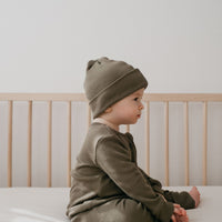 Organic Cotton Modal Marley Beanie - Khaki Childrens Hat from Jamie Kay Australia