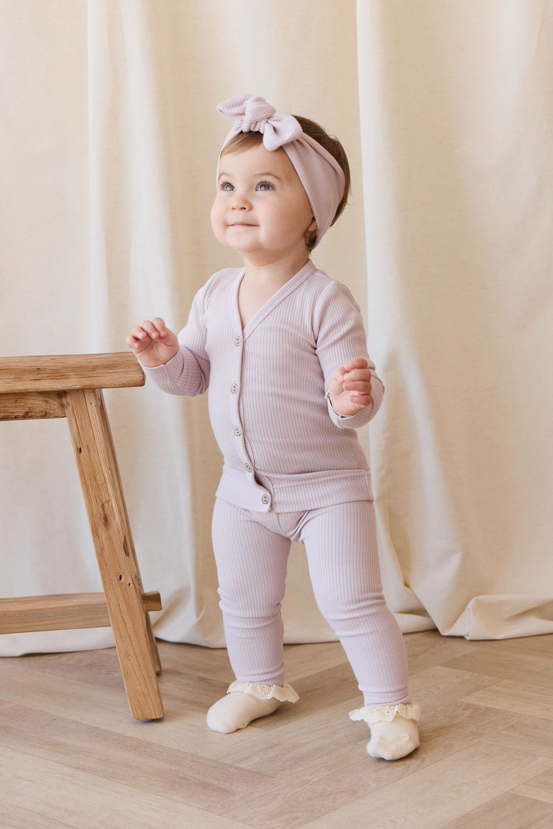 Organic Cotton Modal Cardigan - Violet Tint Childrens Cardigan from Jamie Kay Australia