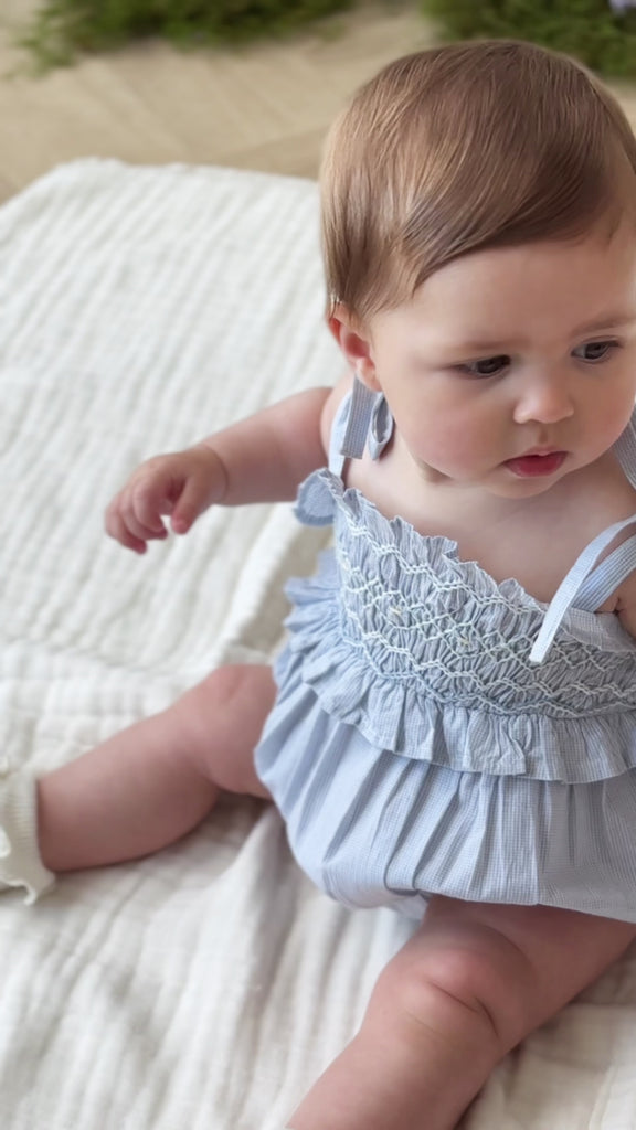 Organic Cotton Desiree Playsuit - Petite Check Childrens Playsuit from Jamie Kay Australia