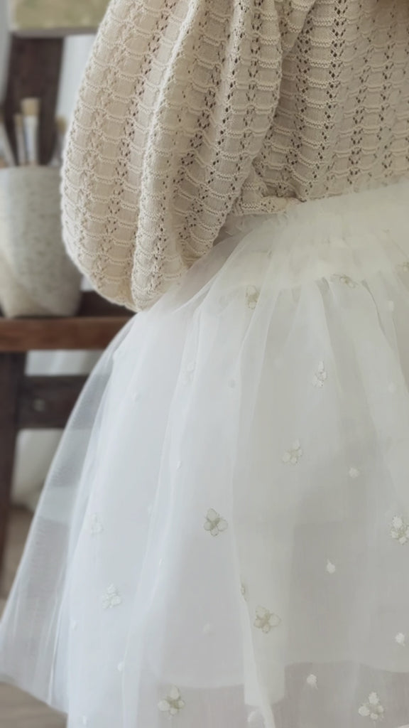 Bellamy Skirt - Parchment Ballerina Butterfiles Childrens Skirt from Jamie Kay Australia