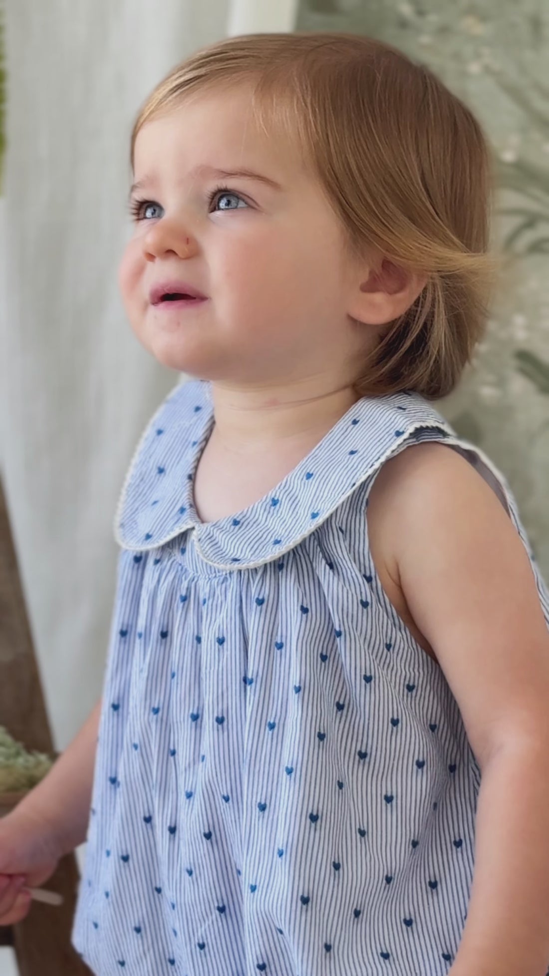 Organic Cotton Wisteria Playsuit - Mon Amour Stripe Indigo Childrens Playsuit from Jamie Kay Australia