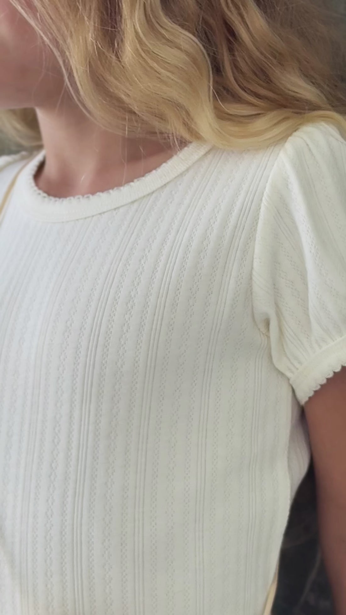 Organic Cotton Pointelle Rhea Top - Parchment Childrens Top from Jamie Kay Australia