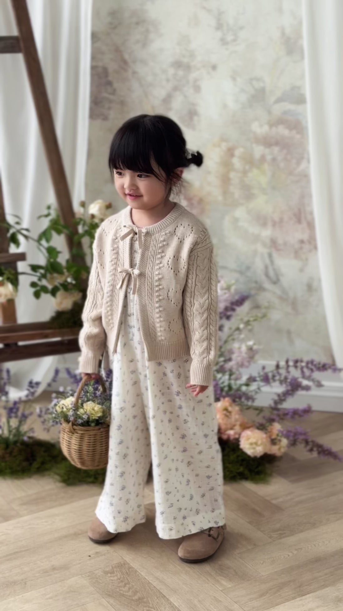 Josephine Cardigan - Light Oatmeal Marle Childrens Top from Jamie Kay Australia