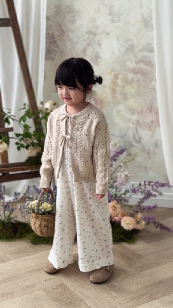 Josephine Cardigan - Light Oatmeal Marle Childrens Top from Jamie Kay Australia