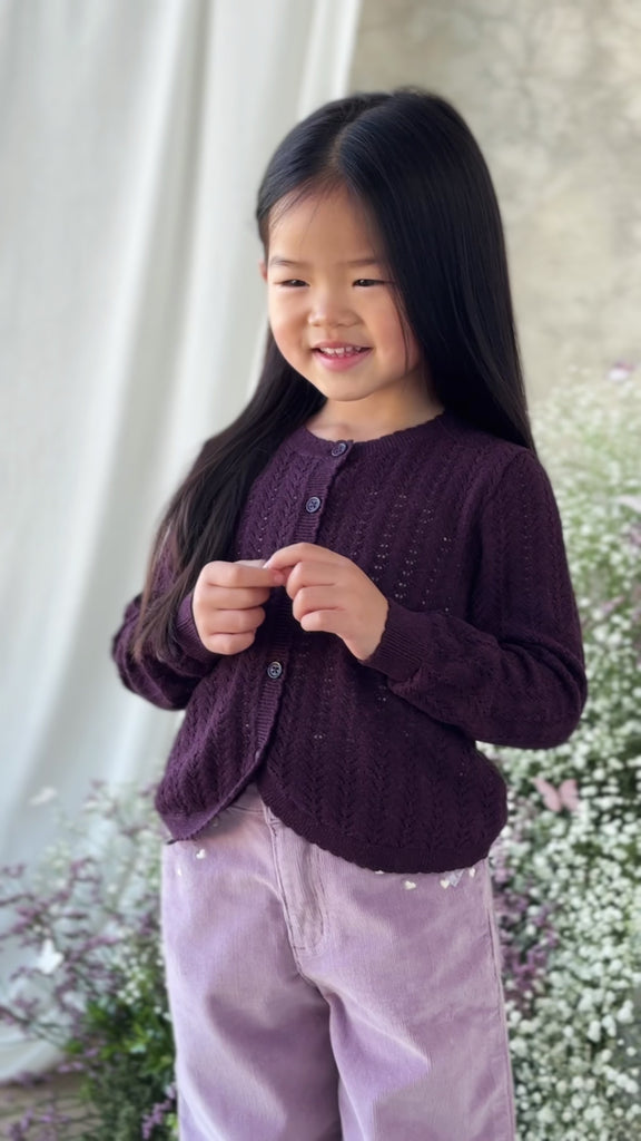 Maxine Knitted Cardigan - Blackcurrant Childrens Cardigan from Jamie Kay Australia