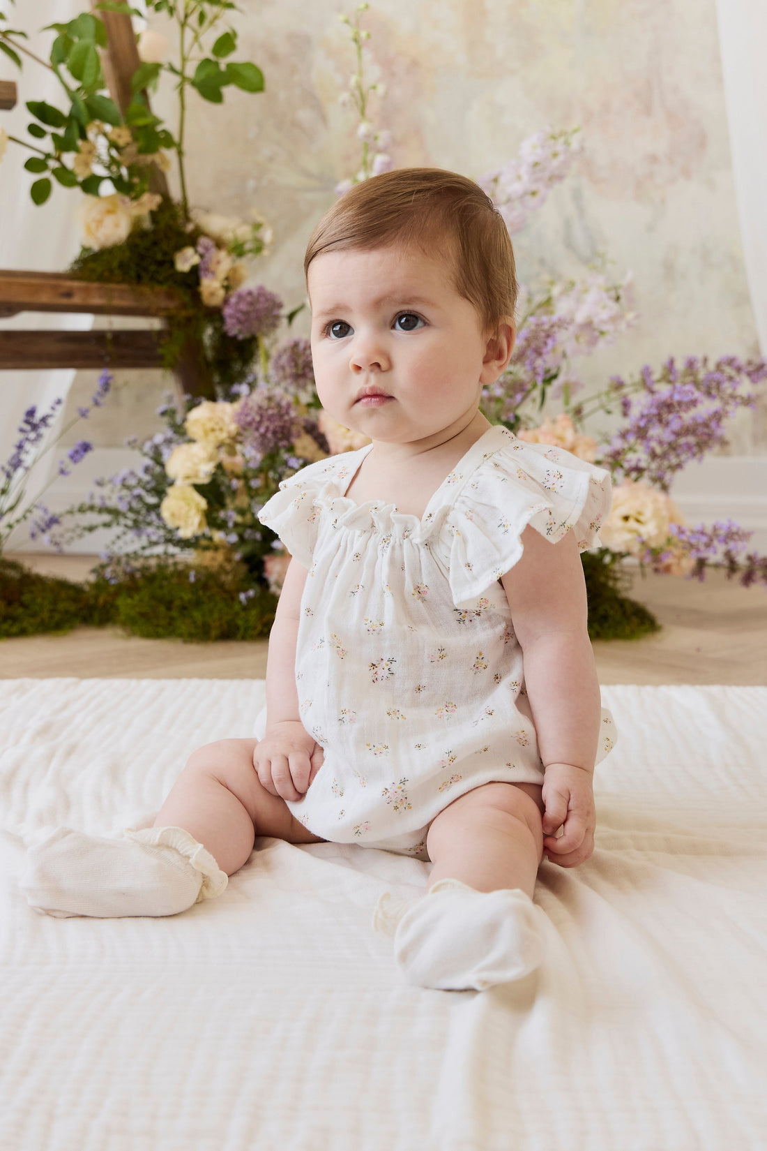 Organic Cotton Muslin Harriet Playsuit - Ayla Whisper Childrens Playsuit from Jamie Kay Australia