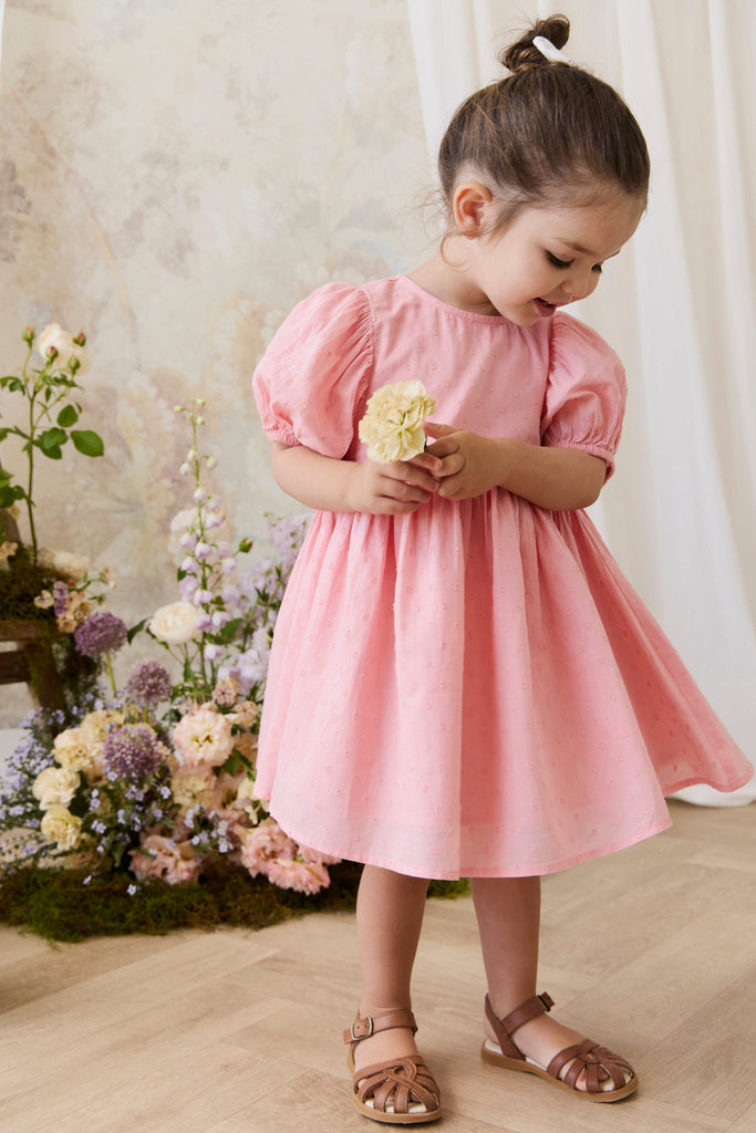 Organic Cotton Frannie Dress - Swiss Pink Childrens Dress from Jamie Kay Australia