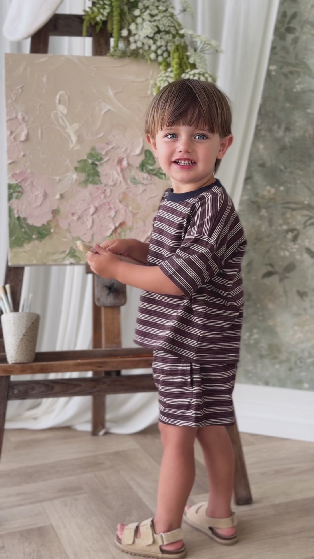 Slub Cotton Iver Short - Regal Stripe Childrens Shorts from Jamie Kay Australia