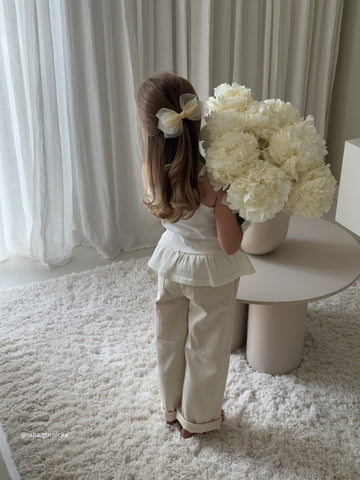 Organic Cotton Fine Rib Lillian Top - Parchment Childrens Top from Jamie Kay Australia