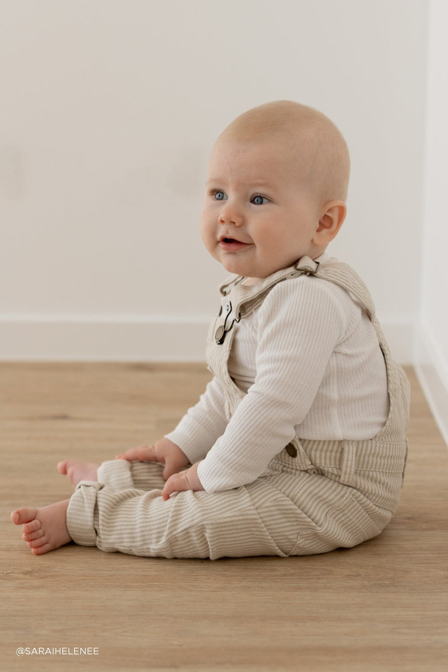 Arlo Twill Overall - Soft Clay/Stucco Stripe Childrens Overall from Jamie Kay Australia