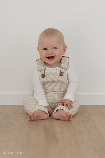 Arlo Twill Overall - Soft Clay/Stucco Stripe Childrens Overall from Jamie Kay Australia