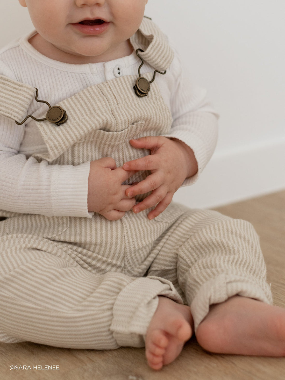 Arlo Twill Overall - Soft Clay/Stucco Stripe Childrens Overall from Jamie Kay Australia