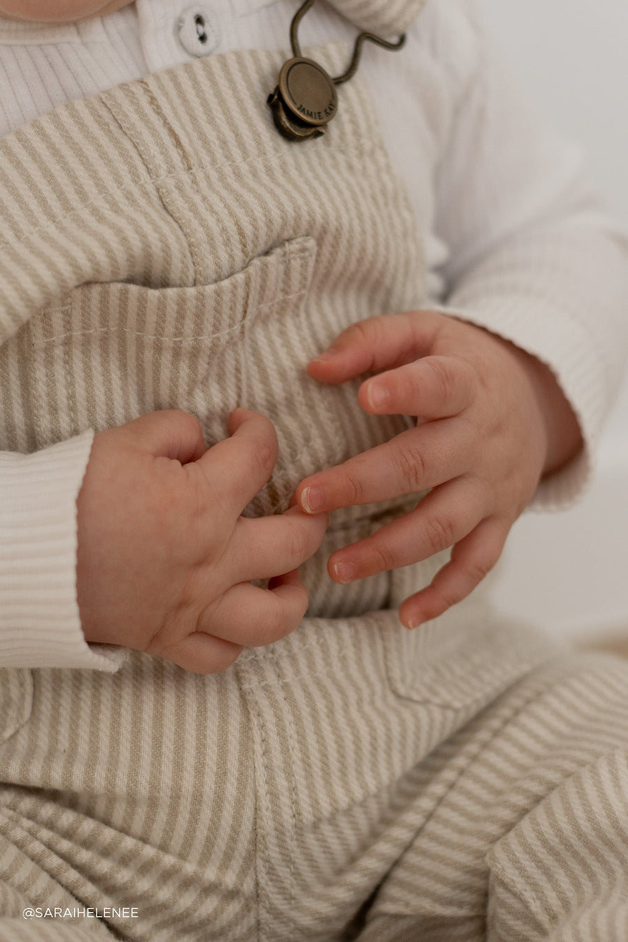 Arlo Twill Overall - Soft Clay/Stucco Stripe Childrens Overall from Jamie Kay Australia